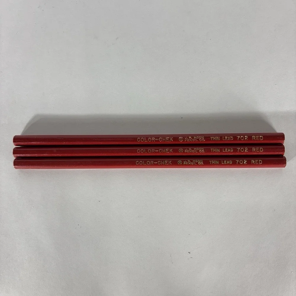 VTG J. R. Moon Color-Chek 702 Thin Lead Pencils (3)‎ NEW